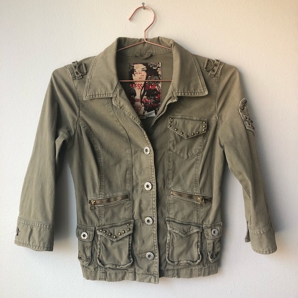 Guess Jackets & Blazers - On Trend GUESS Peace and Love Military Jacket
